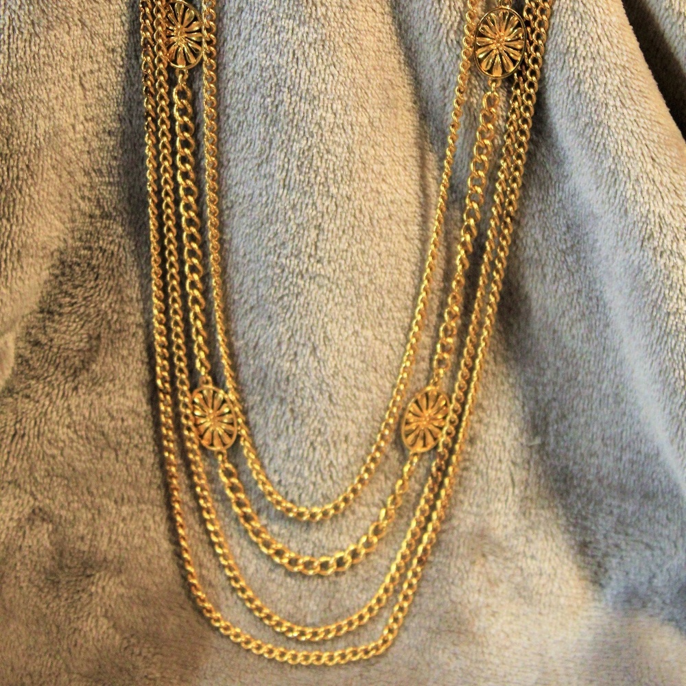 Vintage Monet Gold Tone Multi strand necklace